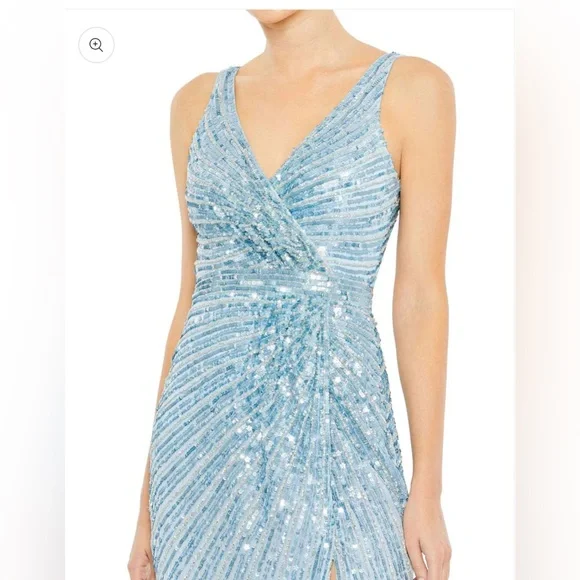 Sequined faux wrap sleeveless gown without back bow - Picture 4 of 4